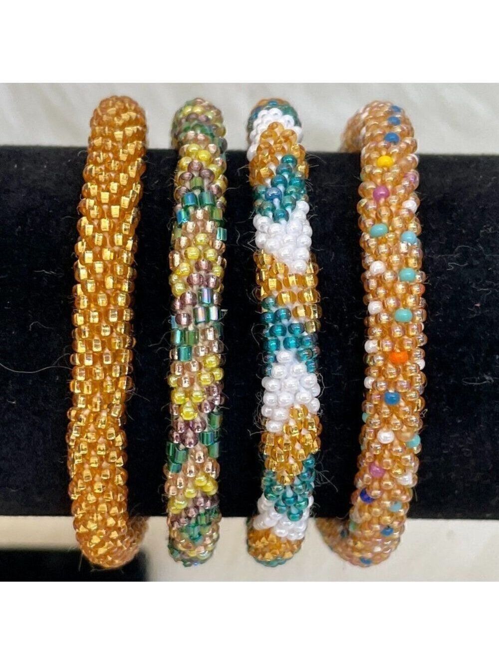 HAND CRAFTED in Nepal Beaded Bracelets (set of 4) #212